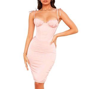 ✨️NWT✨️ House of CB 'ALMA' CORSET MIDI DRESS in Blush Pink